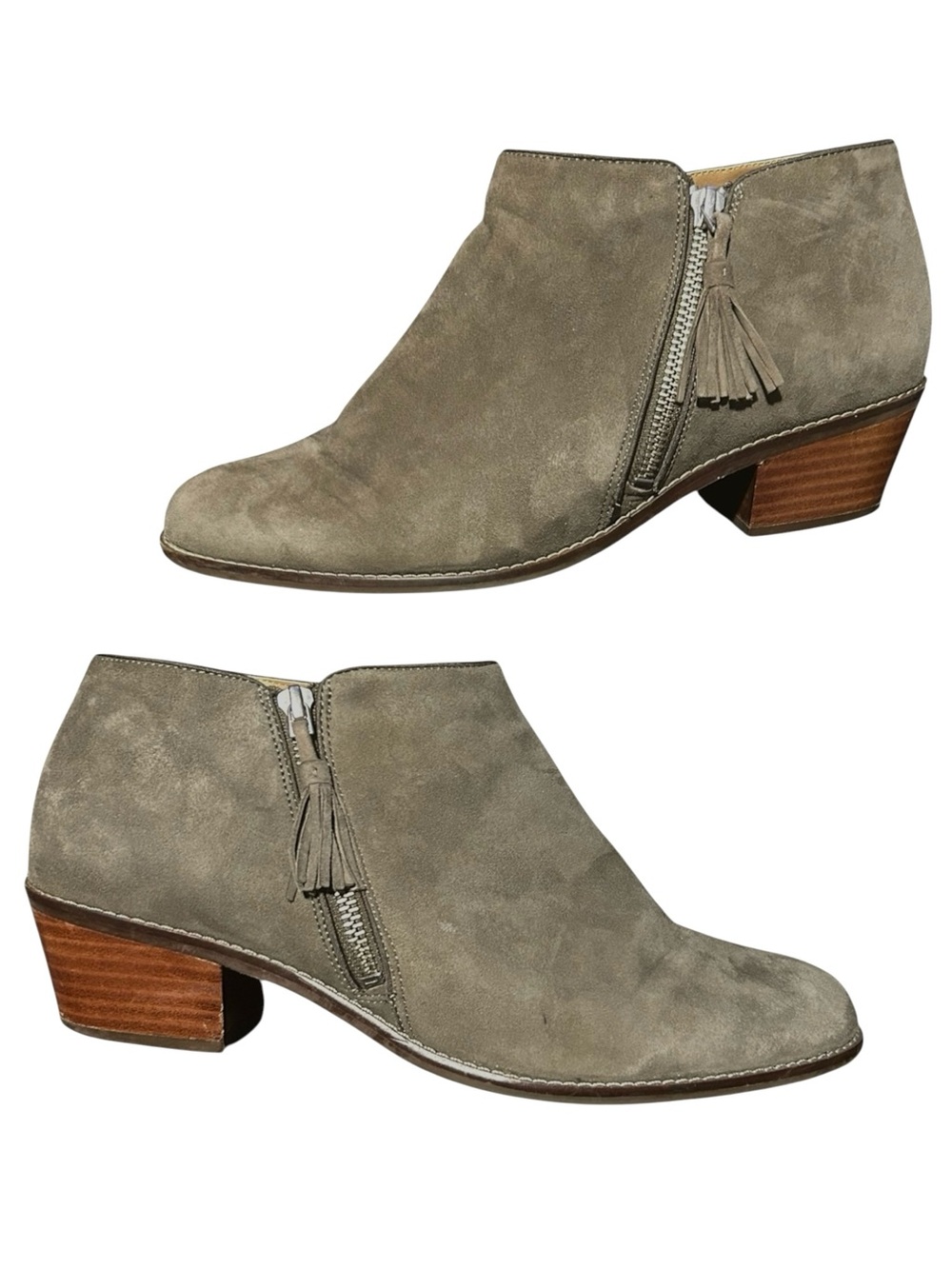 Vionic Serena Greige Suede Ankle Boot w/ Zipper, Arch Support Insert - Size 11